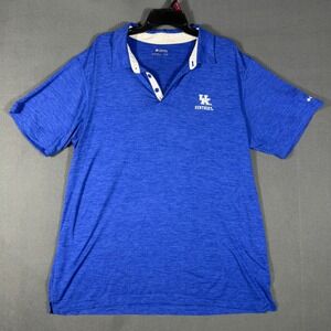 Columbia Polo Shirt Mens XL Blue Kentucky Wildcats Space Dye Short Sleeve Golf